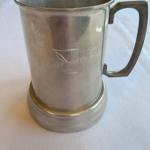 Vintage 1970s Silver Playboy Mug Beer Stein Clear Bottom 16oz - Picture 4 of 7